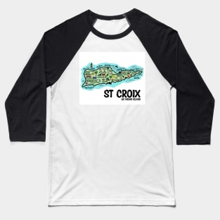 St Croix Map Art Baseball T-Shirt